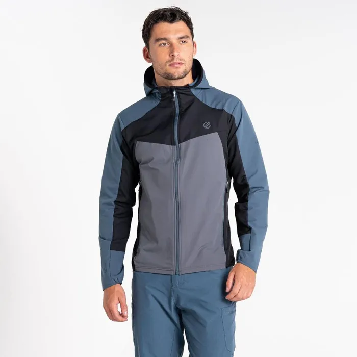 Dare 2b Latitudinal Hooded Softshell Jacket Orion Grey Black Men Softshell Jackets