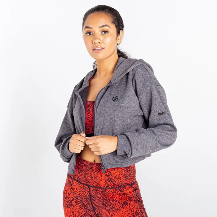 Dare 2b Lounge About Cropped Hoodie Charcoal Grey Marl Women Hoodies and Sweatshirts