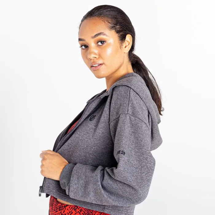 Dare 2b Lounge About Cropped Hoodie Charcoal Grey Marl Women Hoodies and Sweatshirts