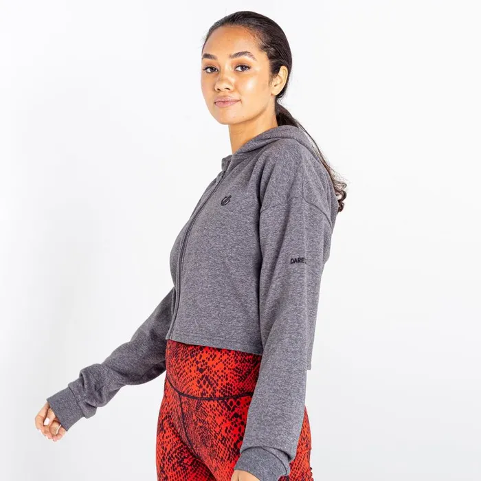 Dare 2b Lounge About Cropped Hoodie Charcoal Grey Marl Women Hoodies and Sweatshirts