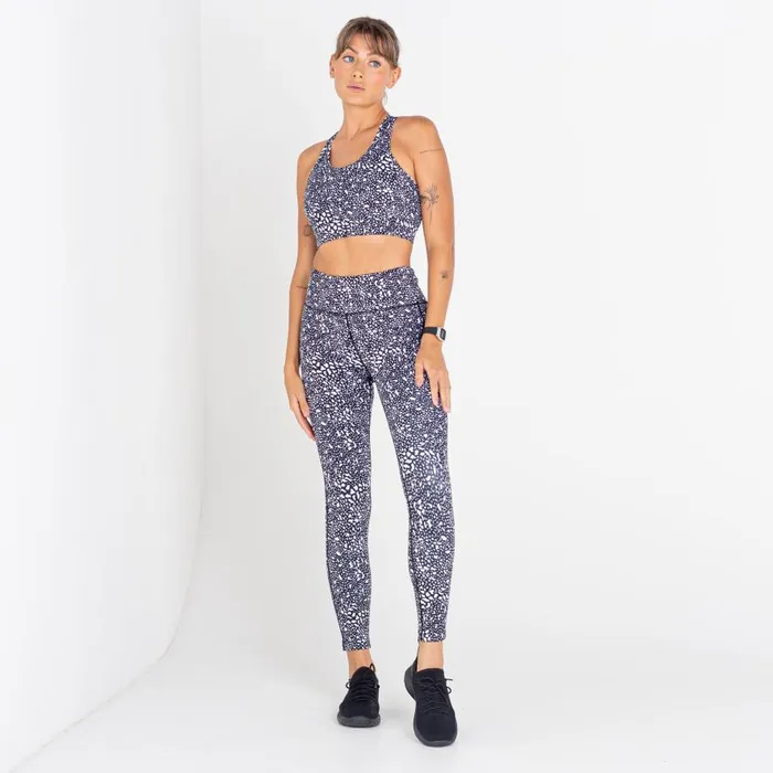 Dare 2b Mantra Recycled Sports Bra Black White Dot Print Women Low Impact