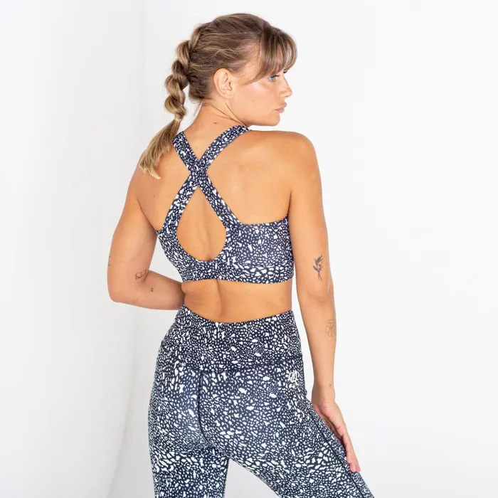 Dare 2b Mantra Recycled Sports Bra Black White Dot Print Women Low Impact