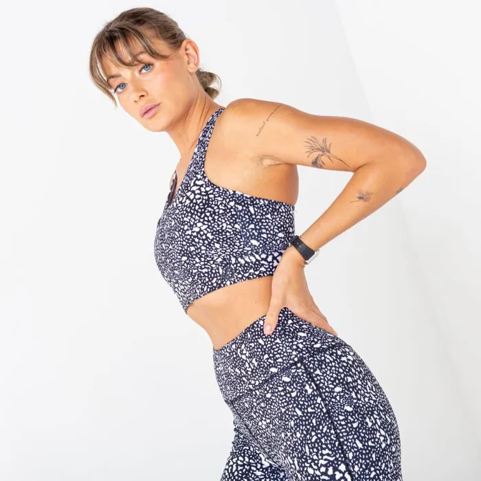 Dare 2b Mantra Recycled Sports Bra Black White Dot Print Women Low Impact