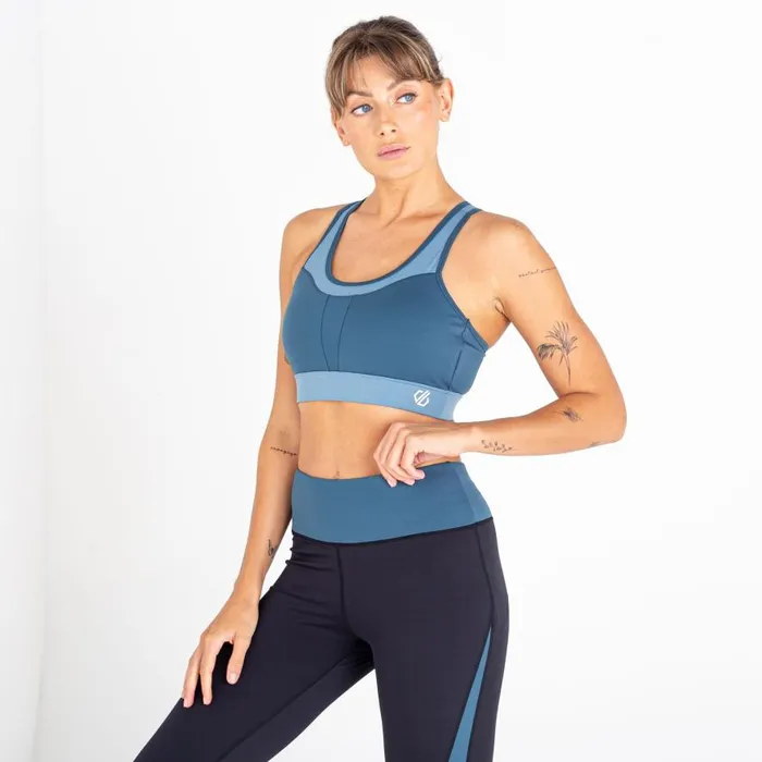 Dare 2b Mantra Recycled Sports Bra Orion Grey Bluestone Women Low Impact