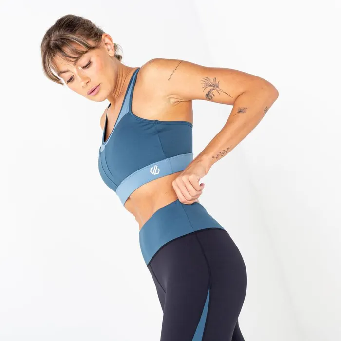 Dare 2b Mantra Recycled Sports Bra Orion Grey Bluestone Women Low Impact