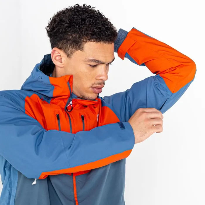 Dare 2b Soaring II Recycled Waterproof Jacket Stellar Blue Burnt Salmon Men Waterproof Jackets