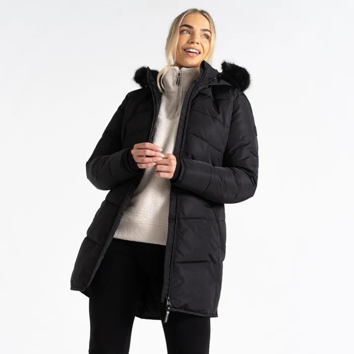 Dare 2b Striking III Mid Length Padded Jacket Black Women Insulated Jackets
