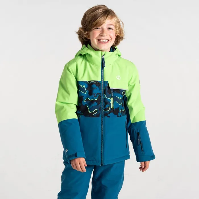Dare 2b Traverse II Ski Jacket Green Blue Camo Print Kids Ski Jackets