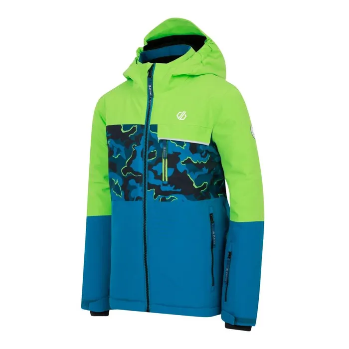 Dare 2b Traverse II Ski Jacket Green Blue Camo Print Kids Ski Jackets