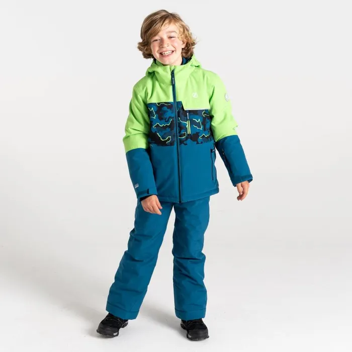 Dare 2b Traverse II Ski Jacket Green Blue Camo Print Kids Ski Jackets