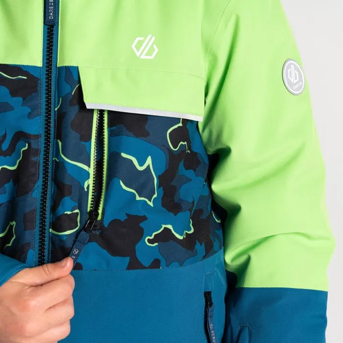 Dare 2b Traverse II Ski Jacket Green Blue Camo Print Kids Ski Jackets