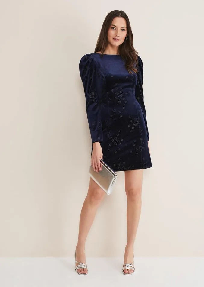 Daria Velvet Star Dress Midnightpewter Women Phase Eight Dresses