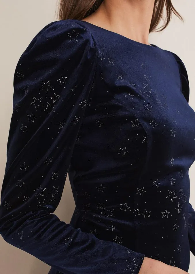 Daria Velvet Star Dress Midnightpewter Women Phase Eight Dresses