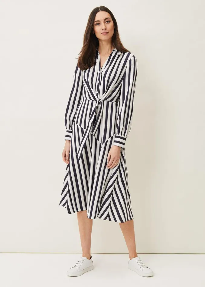 Dasha Stripe Dress Navyivory Women Phase Eight Dresses