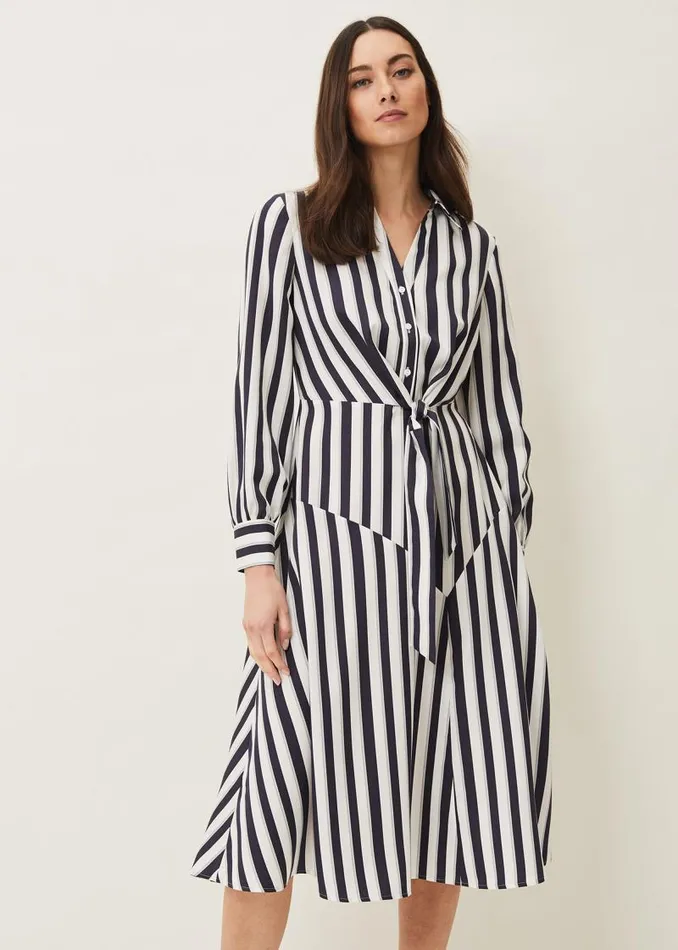 Dasha Stripe Dress Navyivory Women Phase Eight Dresses
