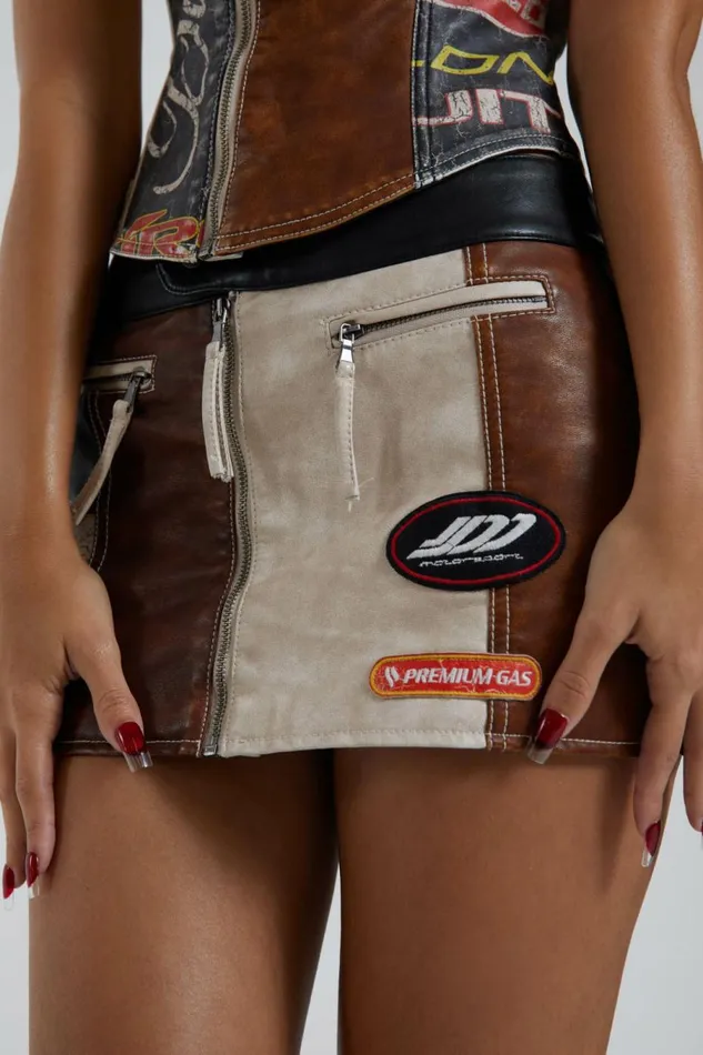 Daytona Vegan Leather Mini Skirt Multi Women Jaded London Skirts Daytona Vegan Leather Mini Skirt Multi Women Jaded London Skirts