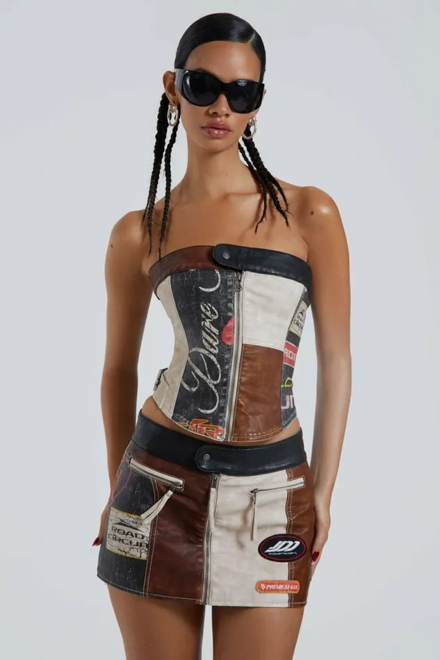 Daytona Vegan Leather Mini Skirt Multi Women Jaded London Skirts Daytona Vegan Leather Mini Skirt Multi Women Jaded London Skirts