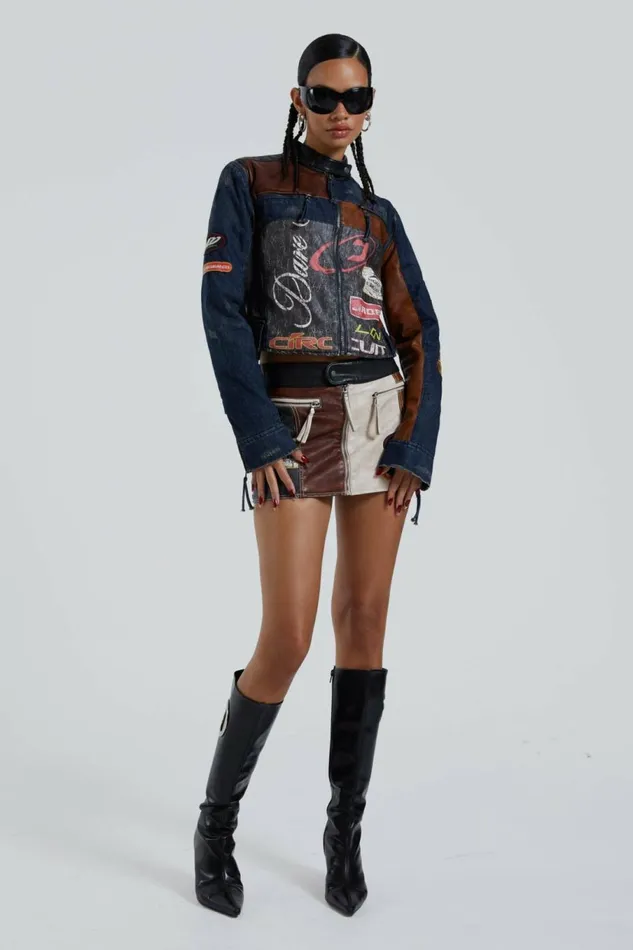 Daytona Vegan Leather Mini Skirt Multi Women Jaded London Skirts Daytona Vegan Leather Mini Skirt Multi Women Jaded London Skirts