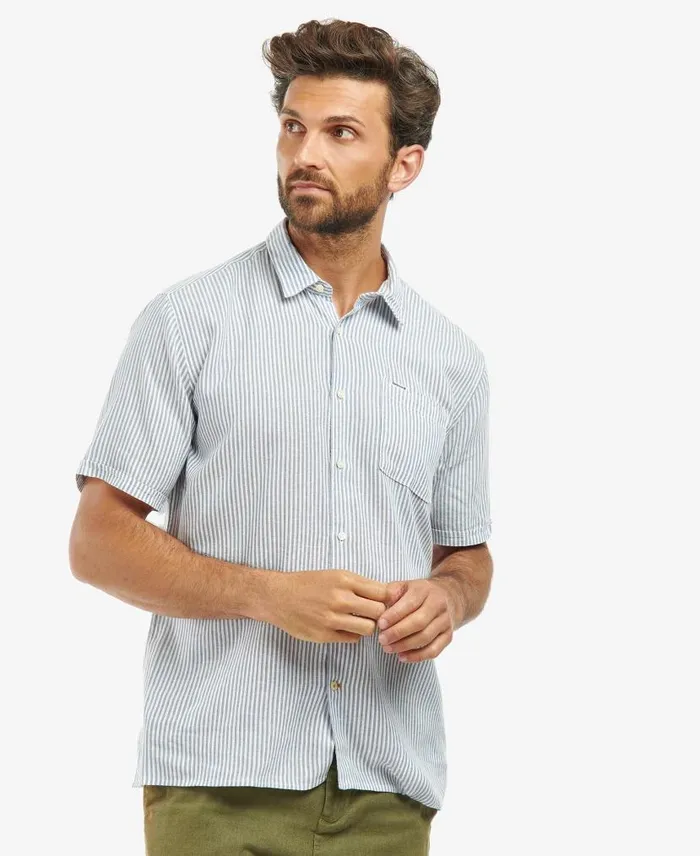 Deerpark Tailored ShortSleeved Shirt Olive Men Barbour Shirts