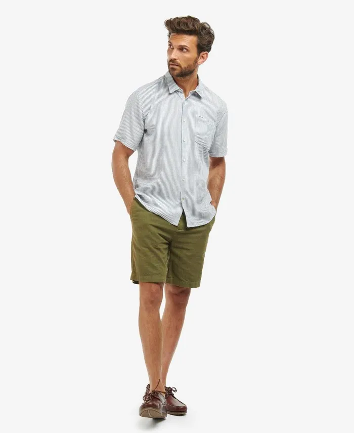 Deerpark Tailored ShortSleeved Shirt Olive Men Barbour Shirts