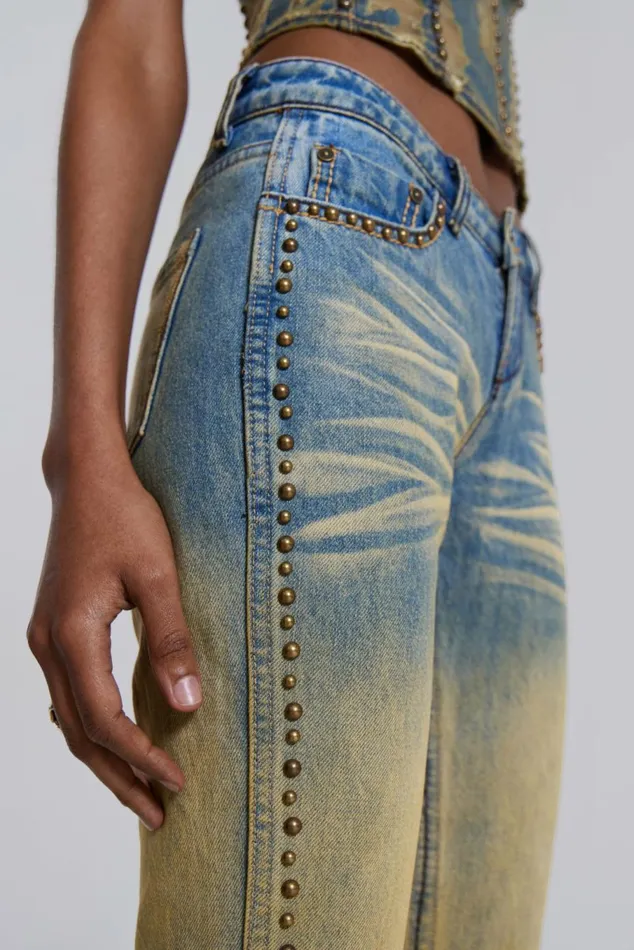 Demure Studded Flared Jeans Blue Women Jaded London Jeans