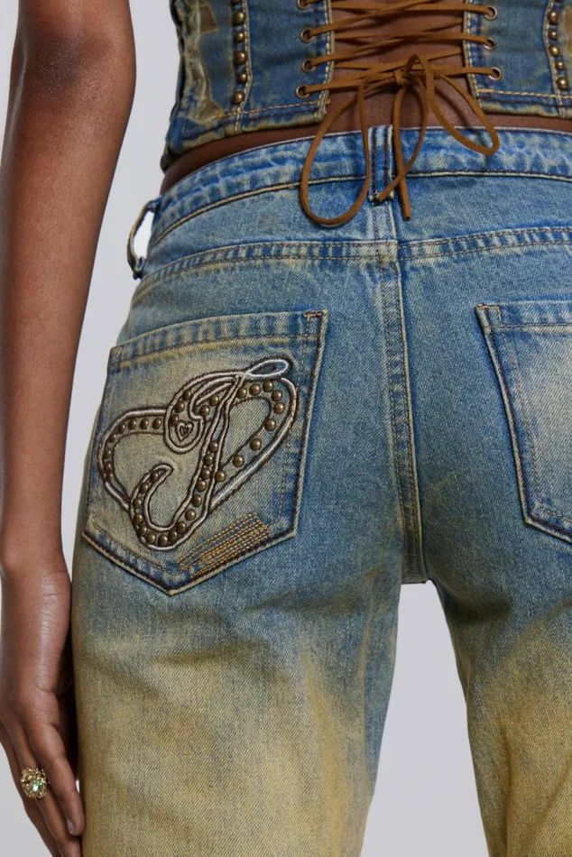 Demure Studded Flared Jeans Blue Women Jaded London Jeans