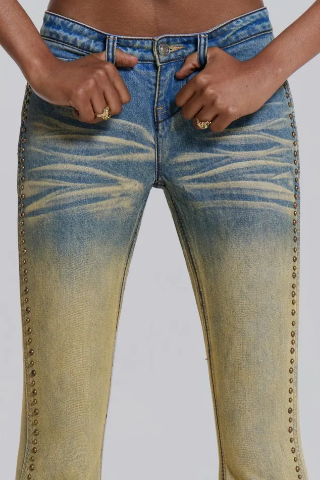 Demure Studded Flared Jeans Blue Women Jaded London Jeans