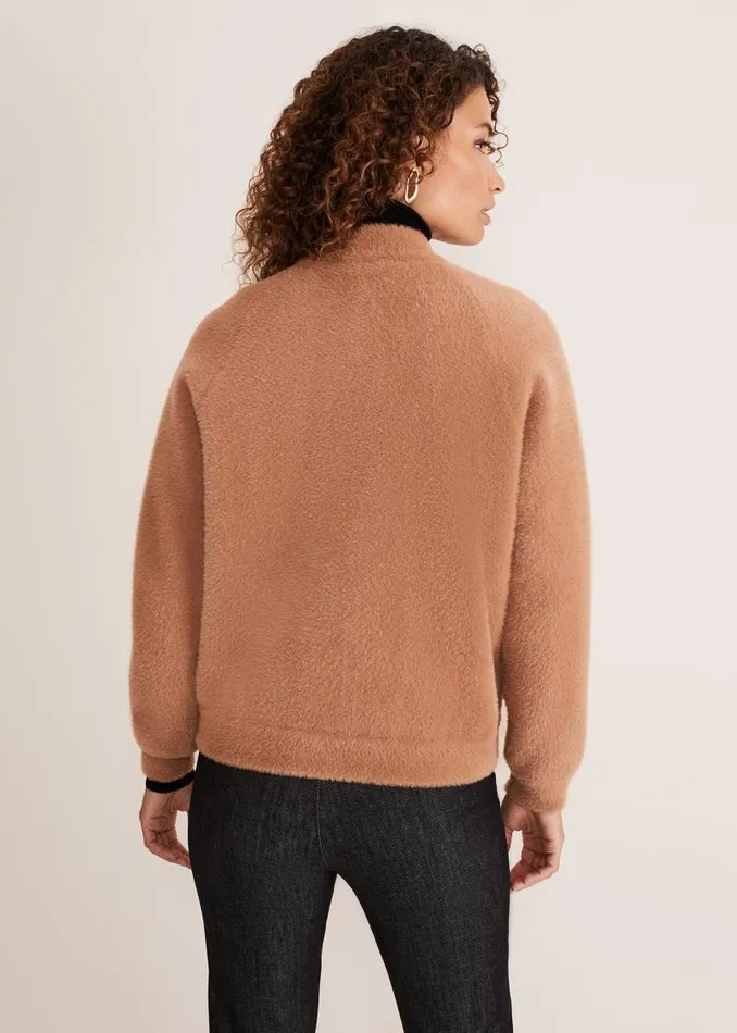 Dera Fluffy Bomber Jacket Camel Women Phase Eight Jackets