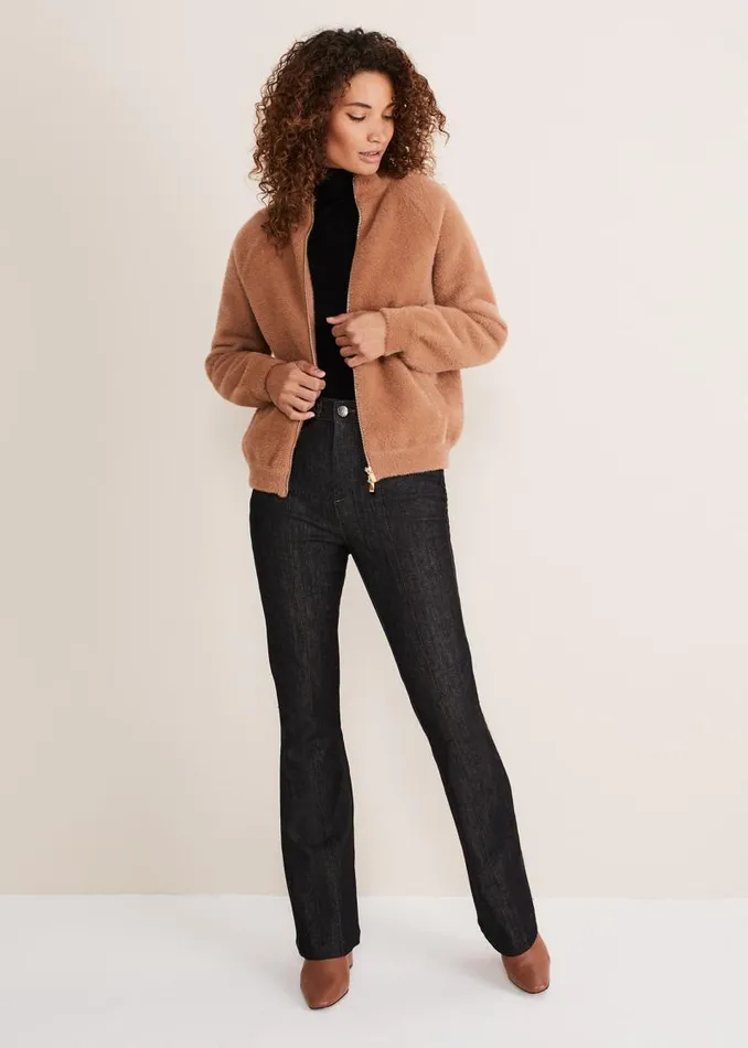 Dera Fluffy Bomber Jacket Camel Women Phase Eight Jackets