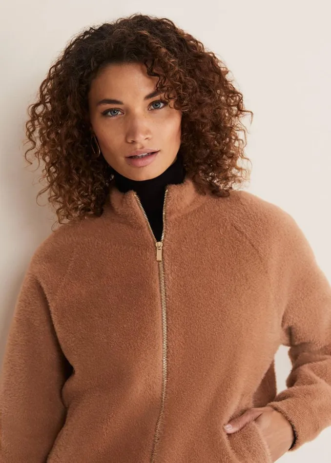 Dera Fluffy Bomber Jacket Camel Women Phase Eight Jackets