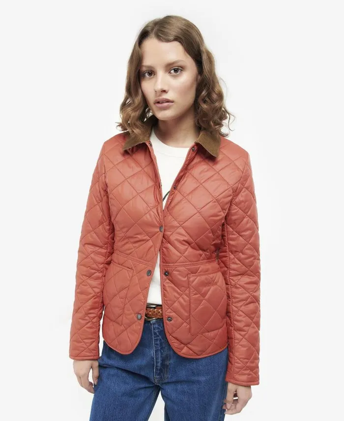 Deveron Quilted Jacket Navypale Pink Women Barbour Quilted Jackets