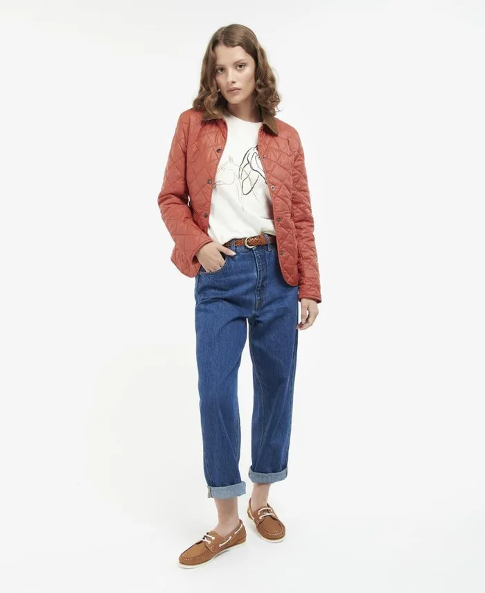 Deveron Quilted Jacket Navypale Pink Women Barbour Quilted Jackets