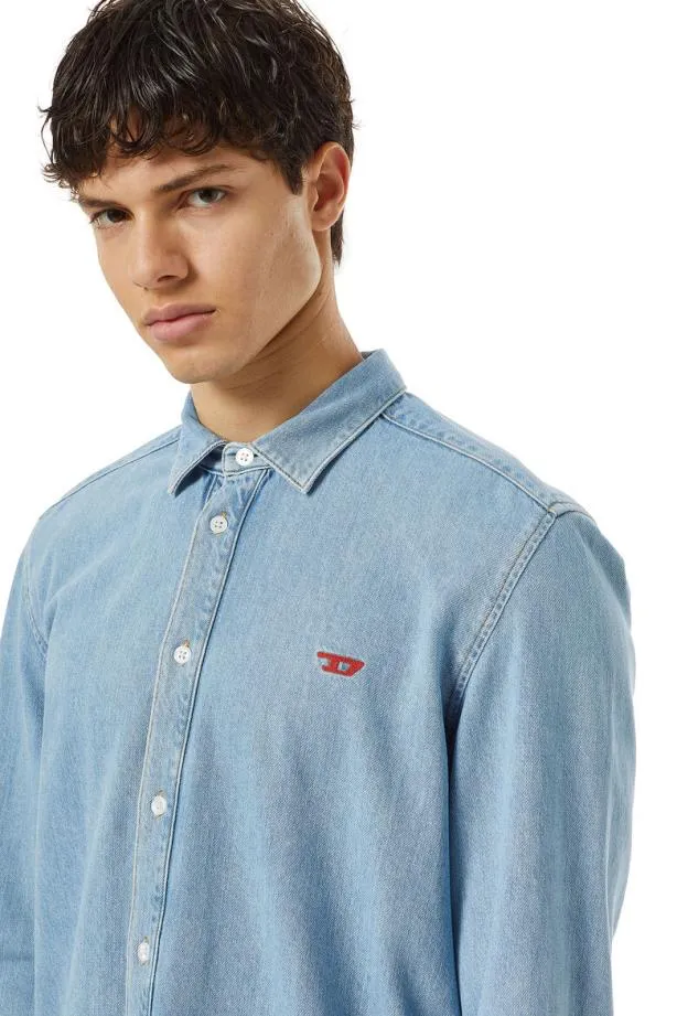 Diesel Dsimply Basic Shirt Light Blue Men Shirts