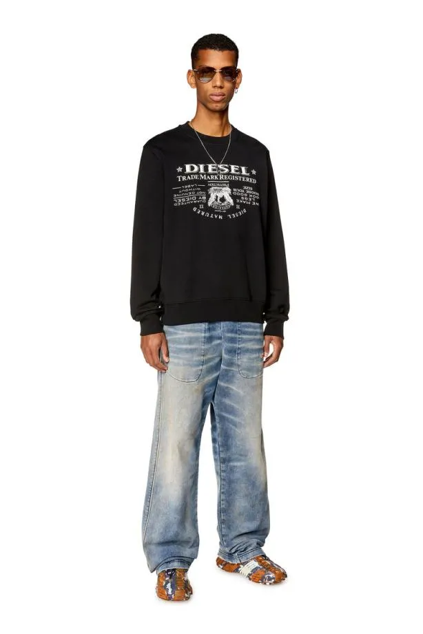 Diesel Sginnl2 Black Men Sweatshirts and Hoodies