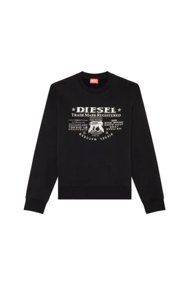 Diesel Sginnl2 Black Men Sweatshirts and Hoodies