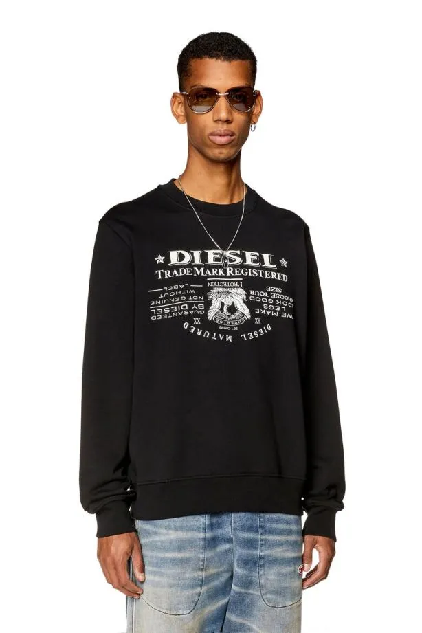 Diesel Sginnl2 Black Men Sweatshirts and Hoodies