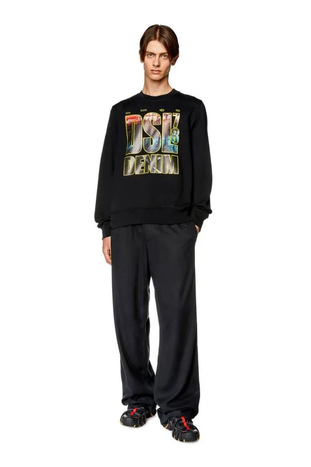 Diesel Sginnl3 Black Men Sweatshirts and Hoodies