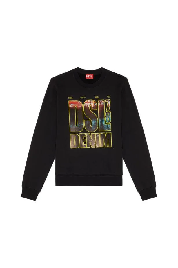 Diesel Sginnl3 Black Men Sweatshirts and Hoodies