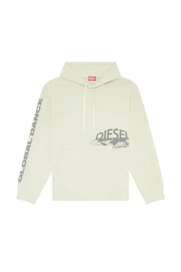 Diesel Smacshoodl1 White Men Sweatshirts and Hoodies