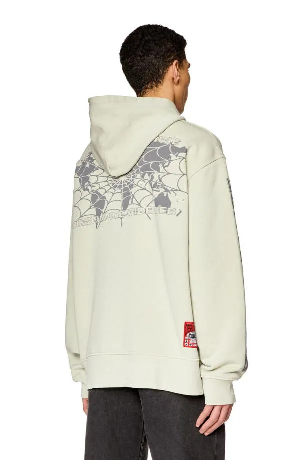 Diesel Smacshoodl1 White Men Sweatshirts and Hoodies