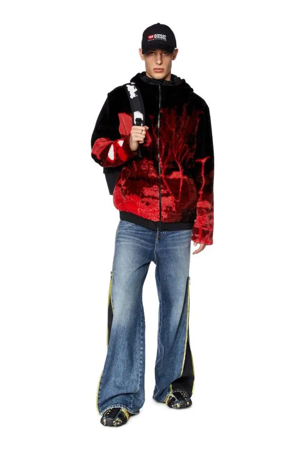 Diesel Smonty Redblack Men Sweatshirts and Hoodies