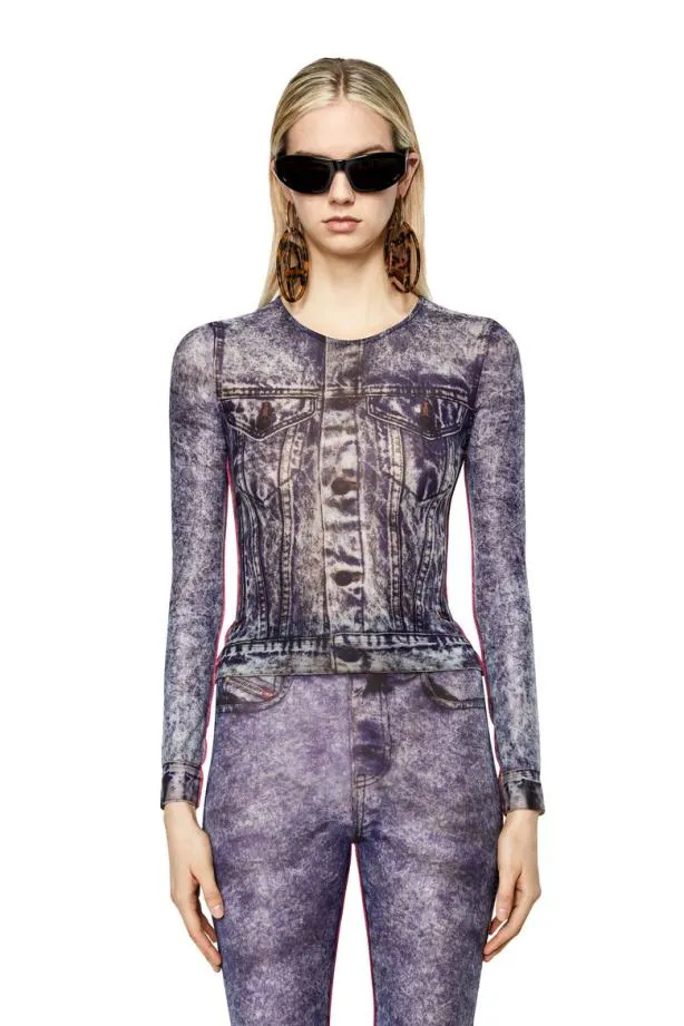 Diesel Tclau Blue Women TShirts and Tops