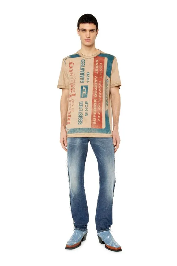 Diesel Tjustg13 Beigered Men TShirts and Polos