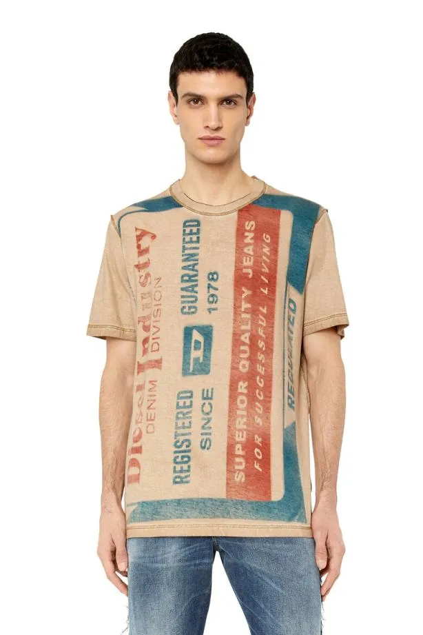 Diesel Tjustg13 Beigered Men TShirts and Polos
