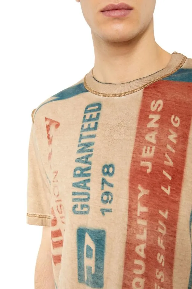 Diesel Tjustg13 Beigered Men TShirts and Polos