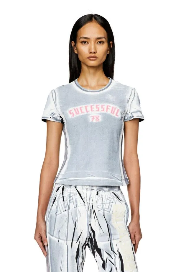 Diesel Tuncutielongm2 Light Blue Women TShirts and Tops