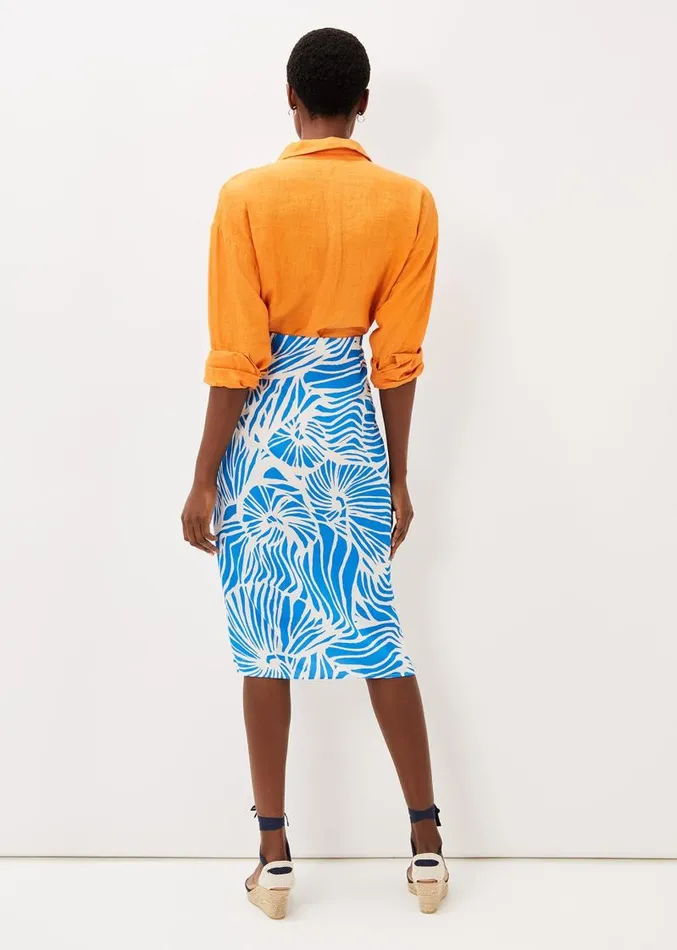 Dorothy Shell Print Wrap Skirt Bluewhite Women Phase Eight Skirts