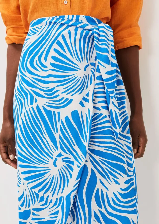 Dorothy Shell Print Wrap Skirt Bluewhite Women Phase Eight Skirts