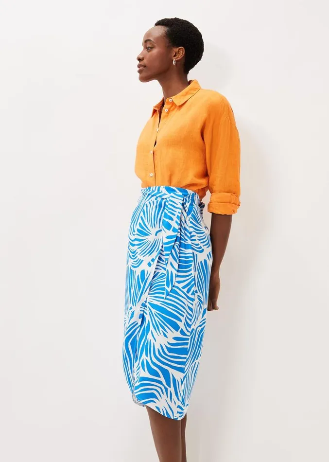 Dorothy Shell Print Wrap Skirt Bluewhite Women Phase Eight Skirts