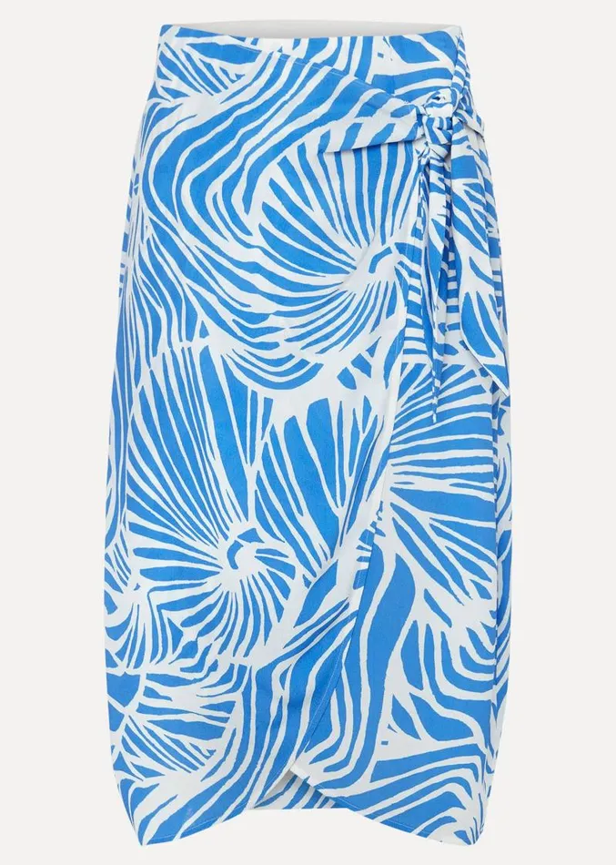 Dorothy Shell Print Wrap Skirt Bluewhite Women Phase Eight Skirts